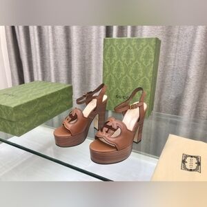 Gucci double GG hollowed out high heels